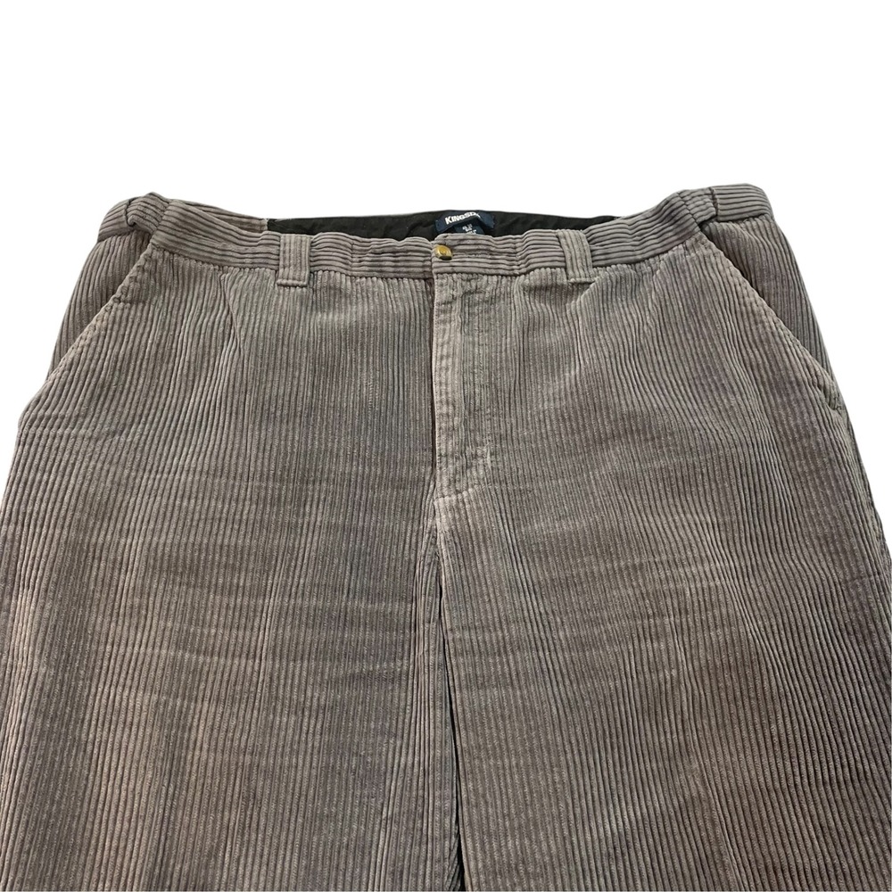 KingSize Mens Gray Corduroy Pants Fit 46x25 (46x38 Tag) Hidden Flex Waist Soft - Picture 2 of 7